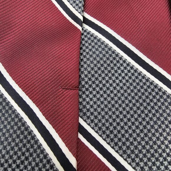 Necktie Mens Vintage George designer size 56" x 3.5", Red Grey Striped - Picture 4 of 7